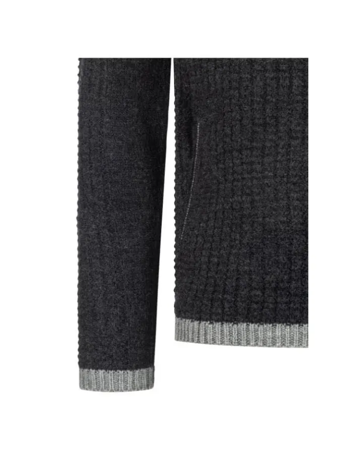 Trachtenstrickjacke Langarm Hugo in Anthrazit