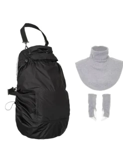 Tragecover Fleece-Cover 3-in-1 mit Regenschutz, Schalkragen & Stulpen in stone