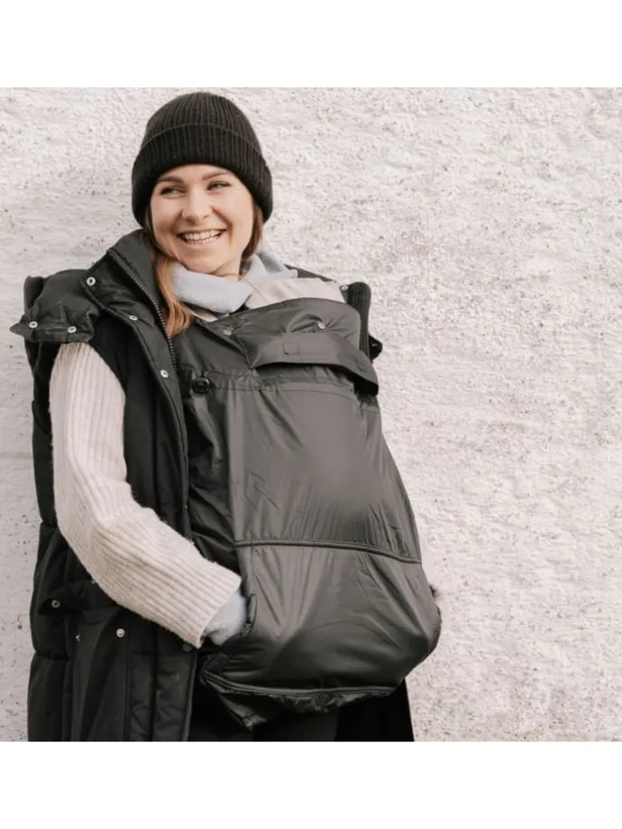 Tragecover Fleece-Cover 3-in-1 mit Regenschutz, Schalkragen & Stulpen in stone