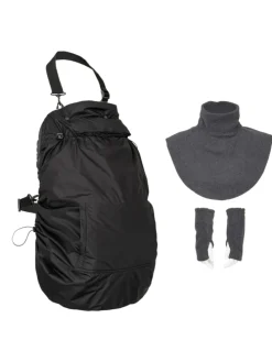 Tragecover Fleece-Cover 3-in-1 mit Regenschutz, Schalkragen & Stulpen in anthrazit
