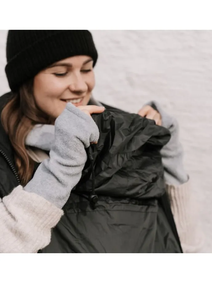 Tragecover Fleece-Cover 3-in-1 mit Regenschutz, Schalkragen & Stulpen in anthrazit