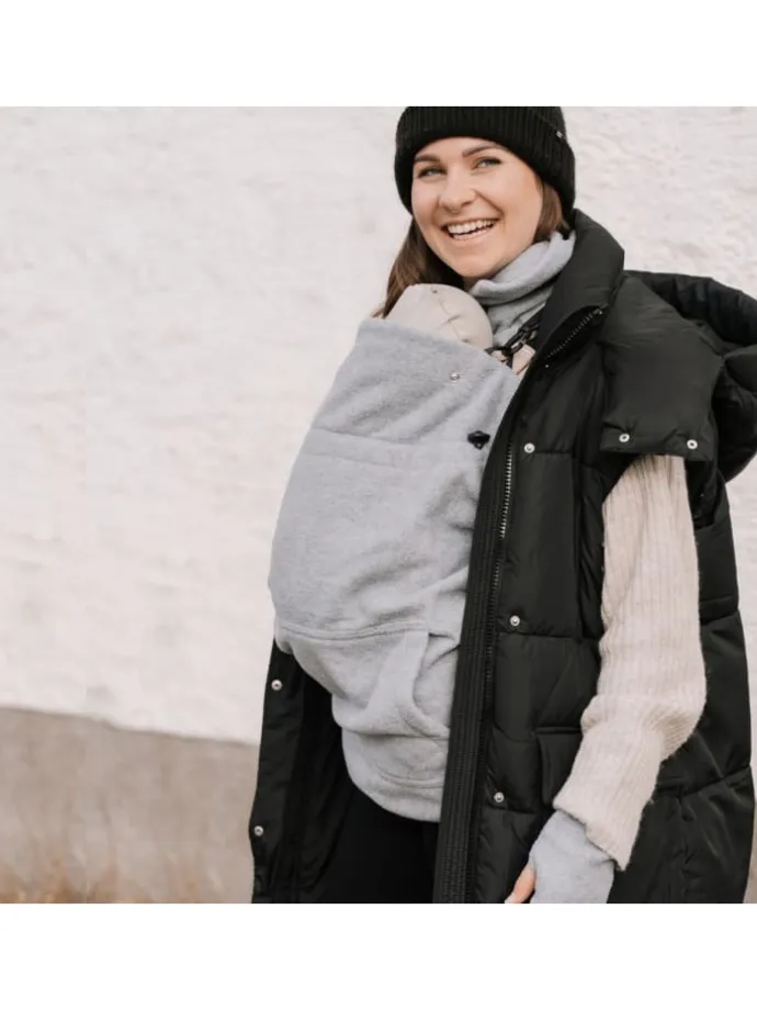 Tragecover Fleece-Cover 3-in-1 mit Regenschutz, Schalkragen & Stulpen in anthrazit