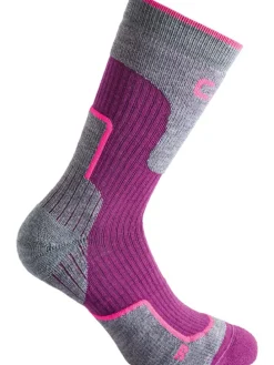 Trekkingsocken in Grau/ Pink