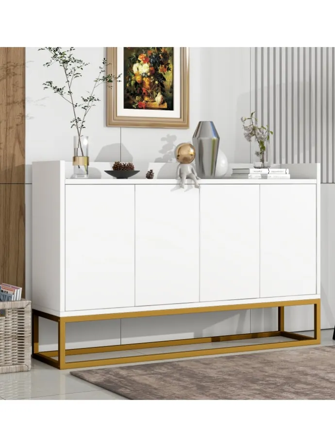 4-türiger griffloser Buffetschrank in Weiß