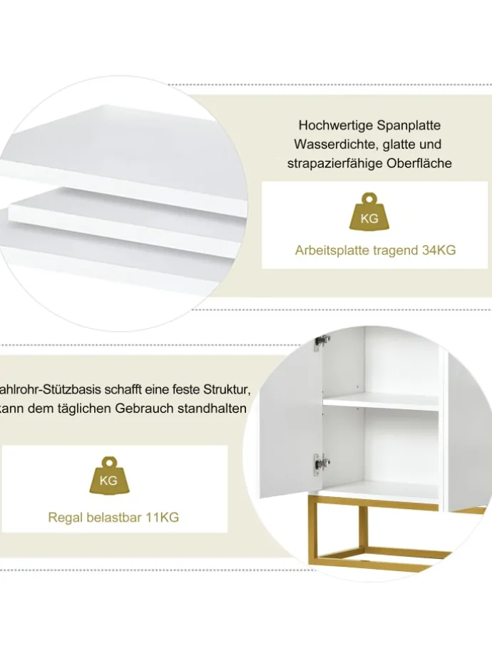 4-türiger griffloser Buffetschrank in Weiß