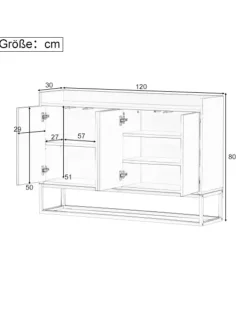 4-türiger griffloser Buffetschrank in Weiß