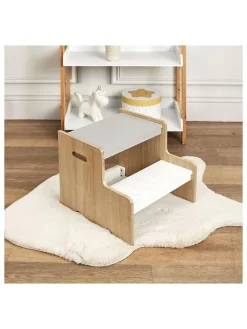 Tritthocker in Weiß/ Beige - (B)30 x (H)33 x (T)30 cm