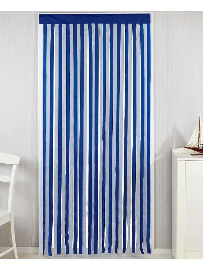Türvorhang in Blau/ Weiß - (L)200 x (B)90 cm