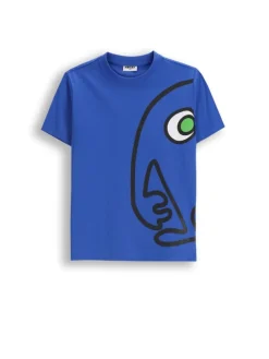 T-shirt aus Baumwolle mit kurzen Ärmeln in blau