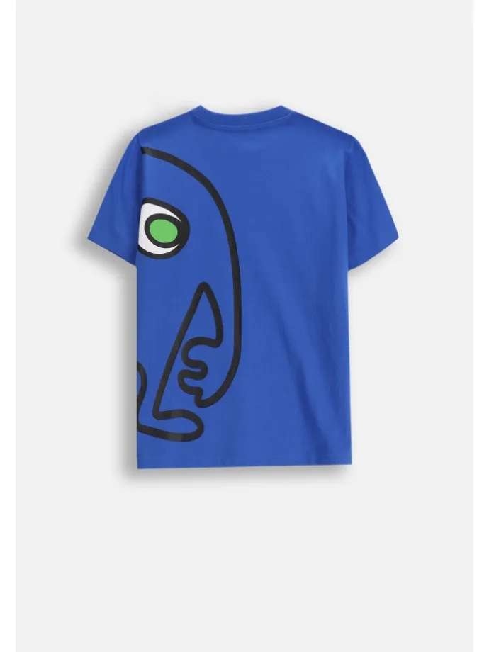 T-shirt aus Baumwolle mit kurzen Ärmeln in blau