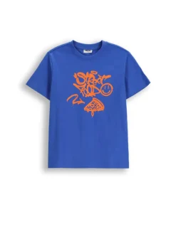 T-shirt aus Baumwolle mit kurzem Ärmel in blau