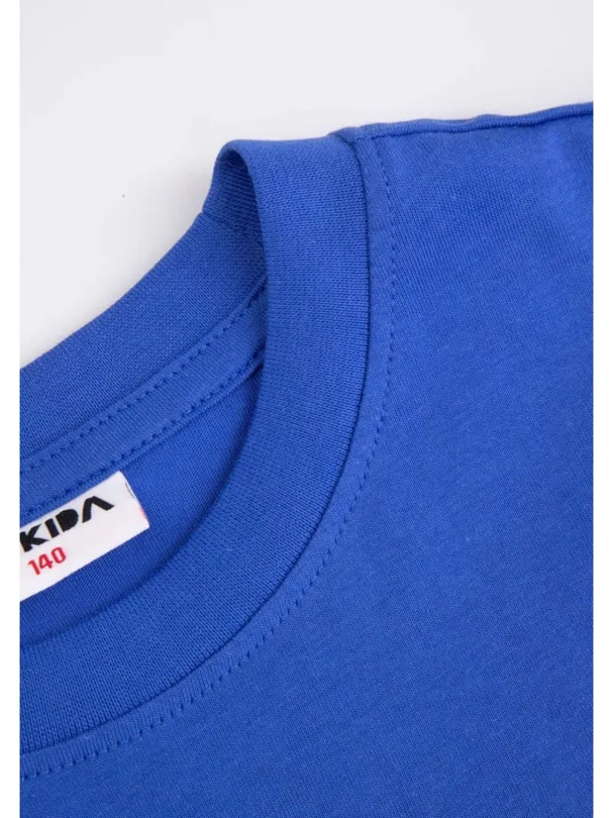 T-shirt aus Baumwolle mit kurzem Ärmel in blau