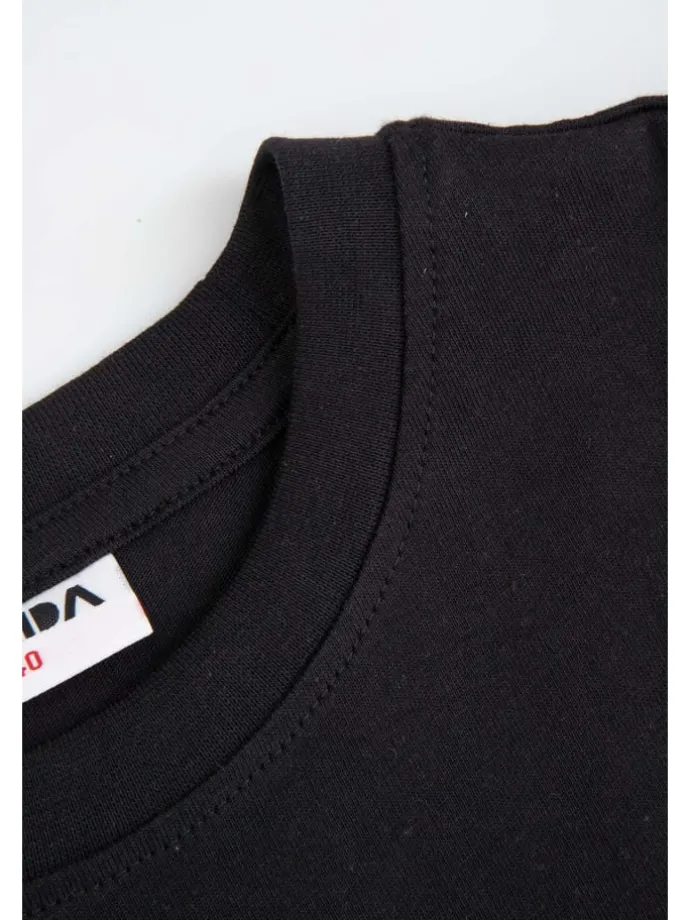 T-shirt aus Baumwolle mit kurzen Ärmeln in schwarz