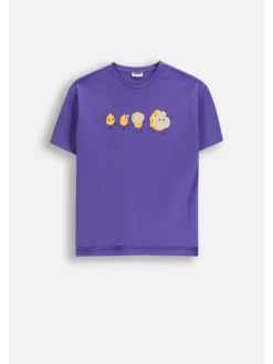 T-shirt aus Baumwolle mit kurzem Ärmel in violett
