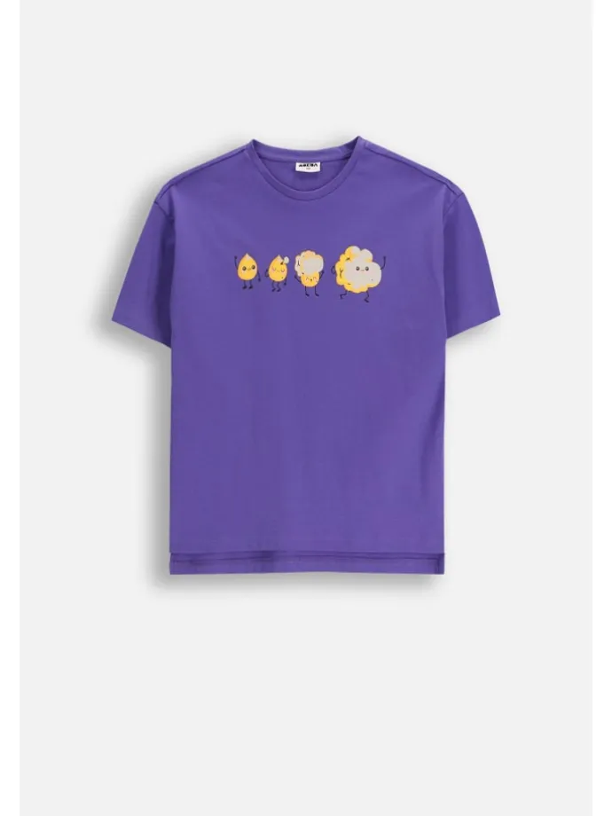 T-shirt aus Baumwolle mit kurzem Ärmel in violett