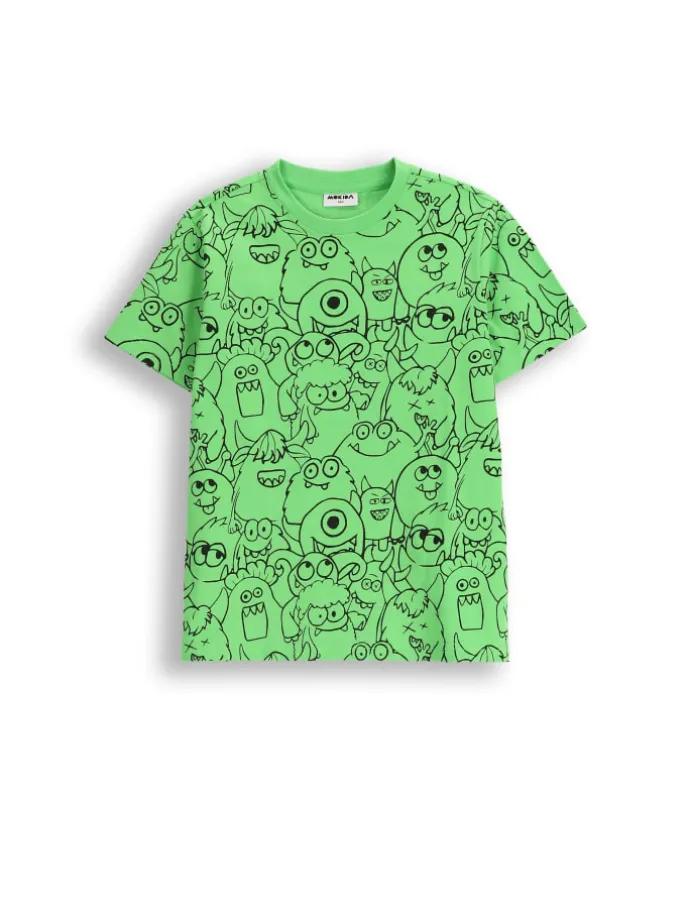 T-Shirt aus Baumwolle mit kurzem Ärmel in grün