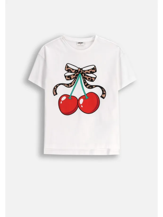 T-shirt aus Baumwolle mit kurzem Ärmel in weiß