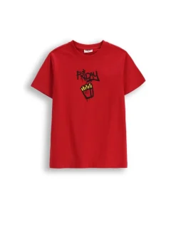 T-Shirt aus Baumwolle mit kurzen Ärmeln in rot