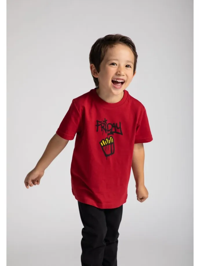 T-Shirt aus Baumwolle mit kurzen Ärmeln in rot