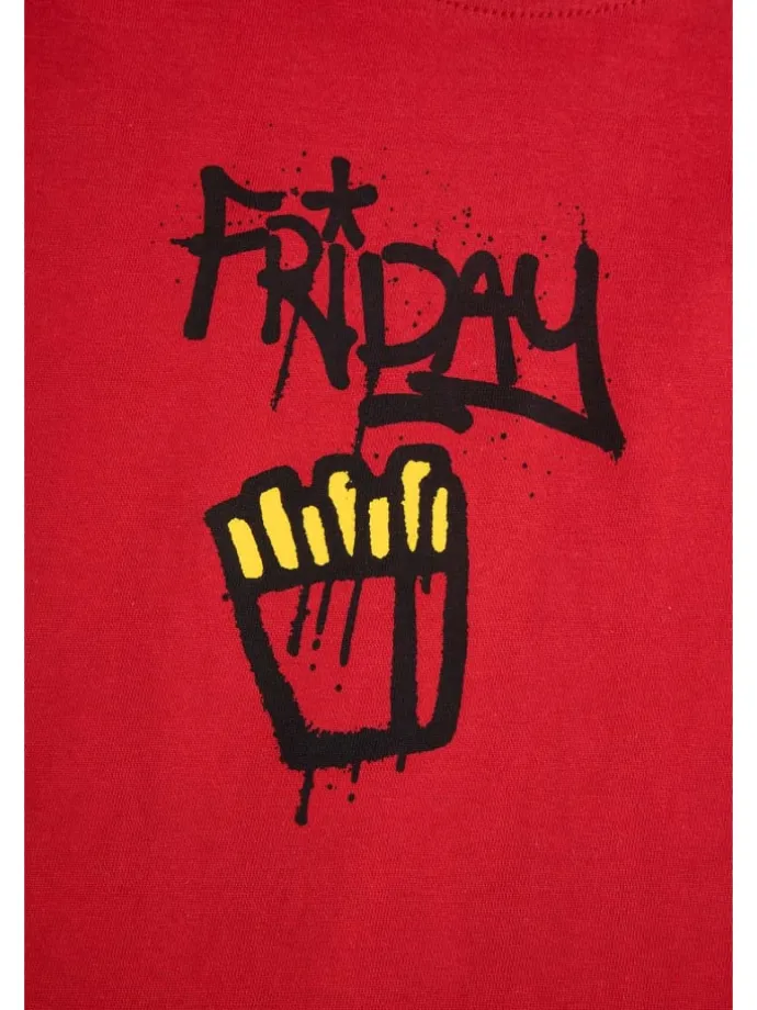 T-Shirt aus Baumwolle mit kurzen Ärmeln in rot
