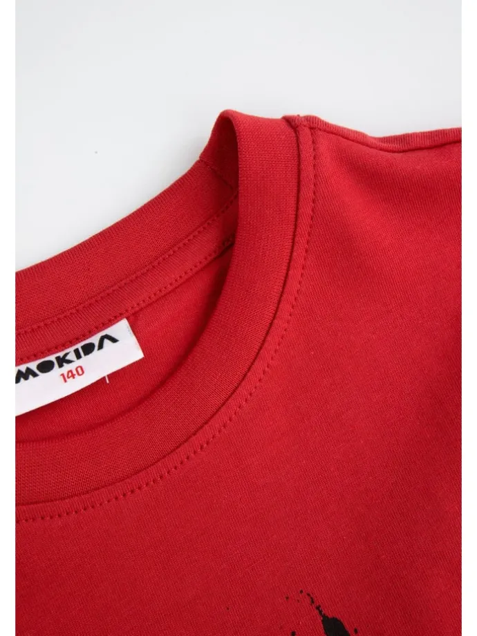 T-Shirt aus Baumwolle mit kurzen Ärmeln in rot