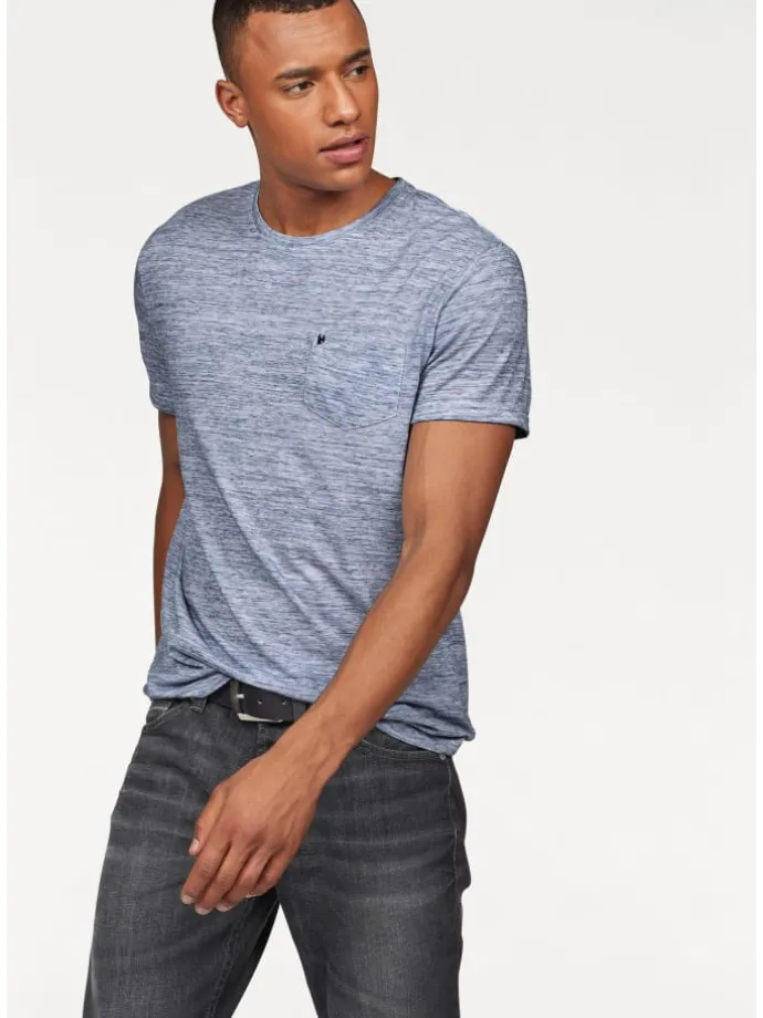 T-Shirt in blau-meliert