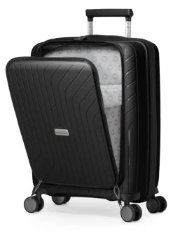 TXL - 3er Kofferset Hartschalen-Trolleys Laptop-Fach 4 Rollen TSA in Schwarz