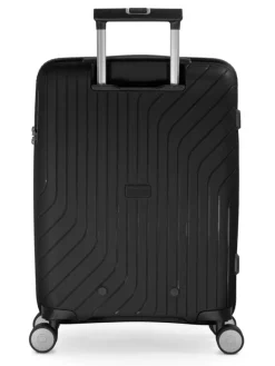 TXL - 3er Kofferset Hartschalen-Trolleys Laptop-Fach 4 Rollen TSA in Schwarz