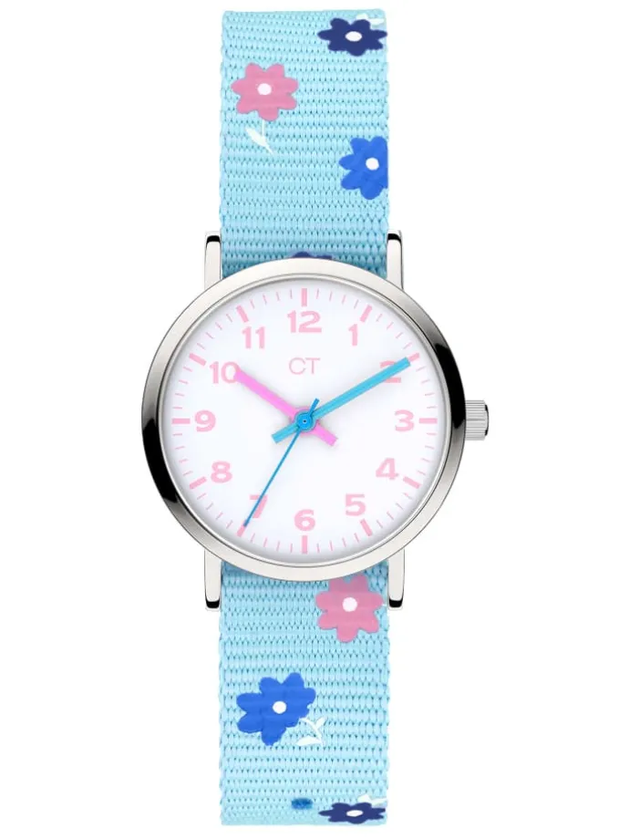 Uhr The Cool Flower Power in hellblau