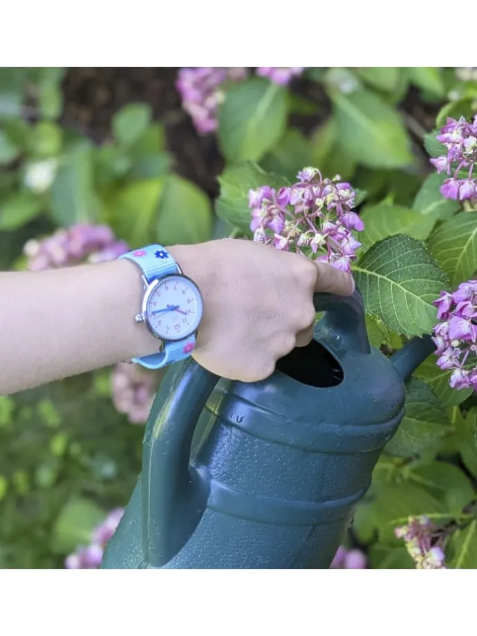 Uhr The Cool Flower Power in hellblau