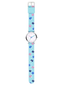 Uhr The Cool Flower Power in hellblau