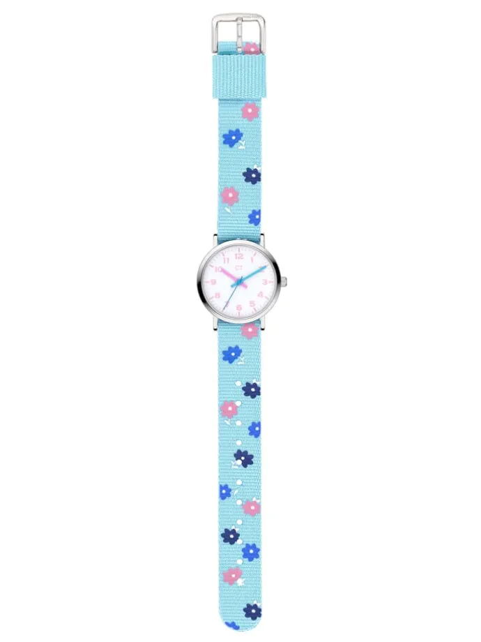 Uhr The Cool Flower Power in hellblau