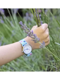 Uhr The Cool Flower Power in hellblau