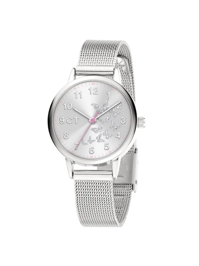Uhr The Cool Mesh Silver Butterfly in silber