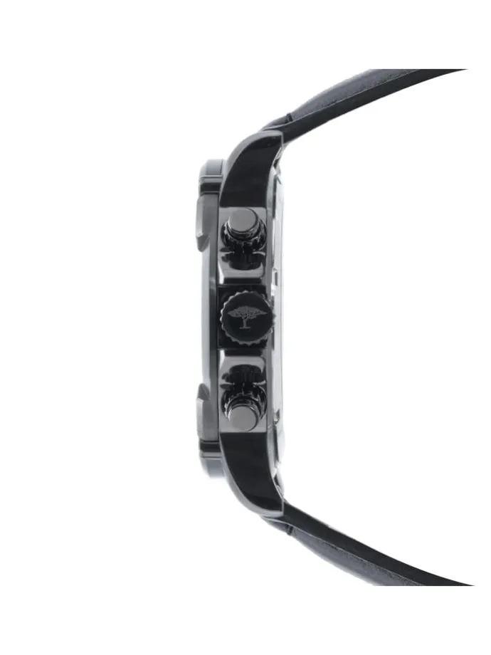 Uhr The Leather Chrono in schwarz