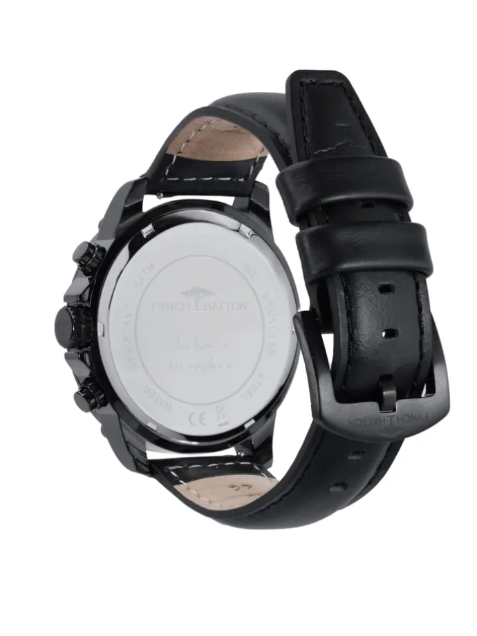 Uhr The Leather Chrono in schwarz