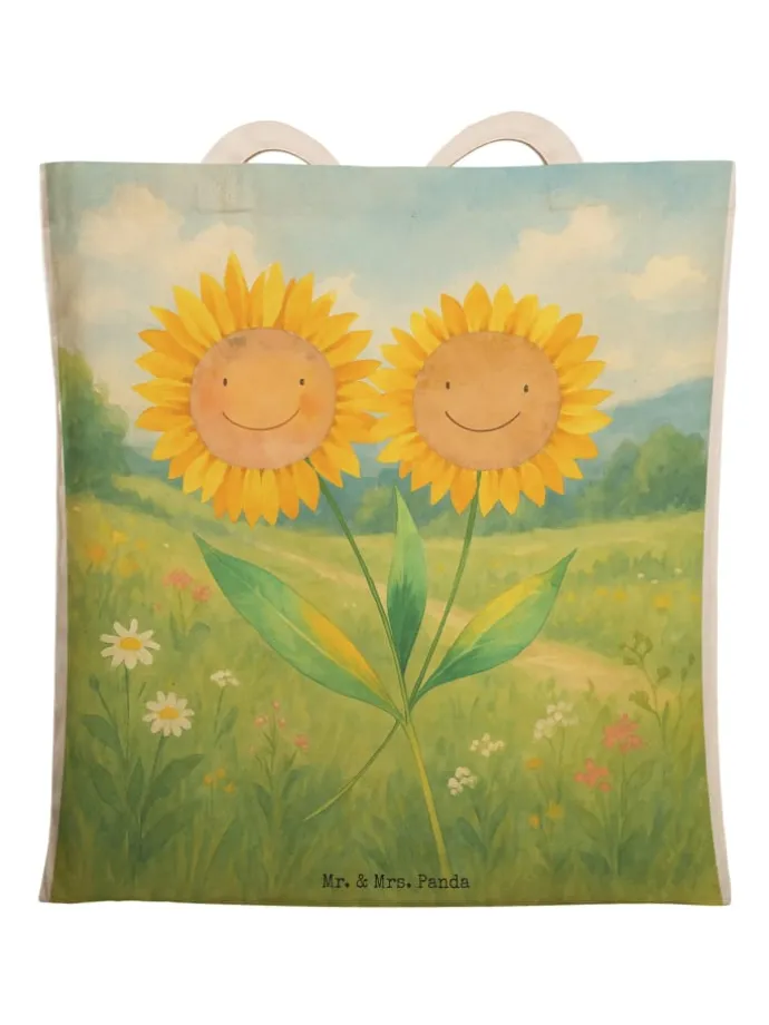 Umhängetasche Blume Sonnenblume Design ohne Spruch in Weiß