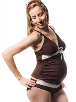 Umstandsbademode ALYSSA Tankini in Mocca-Creme