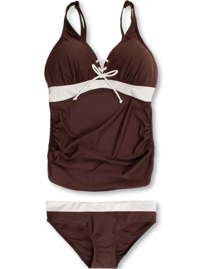 Umstandsbademode ALYSSA Tankini in Mocca-Creme