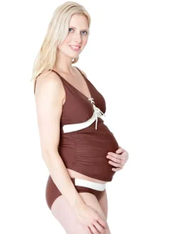 Umstandsbademode ALYSSA Tankini in Mocca-Creme