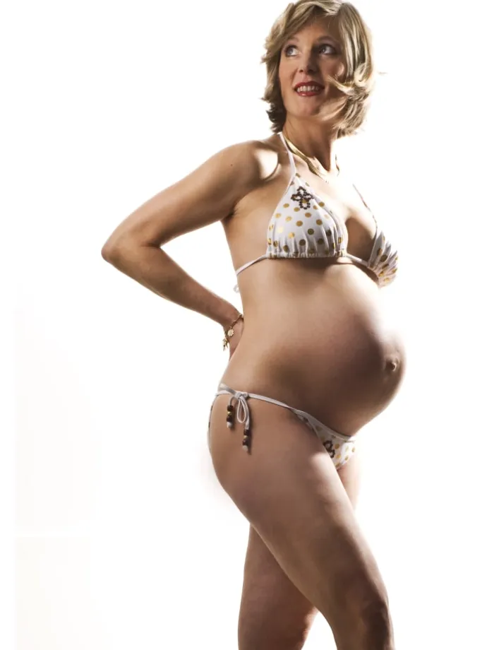 Umstandsbademode ANNA Bikini in Weiß-Gold