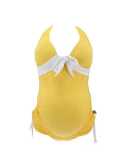 Umstandsbademode ANNIE in Gelb-weiß gepunktet maternity swimwear