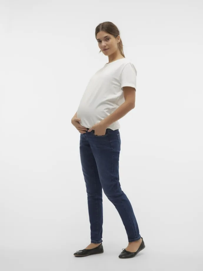 Umstandsjeans mit Skinny Fit in Medium Blue Denim