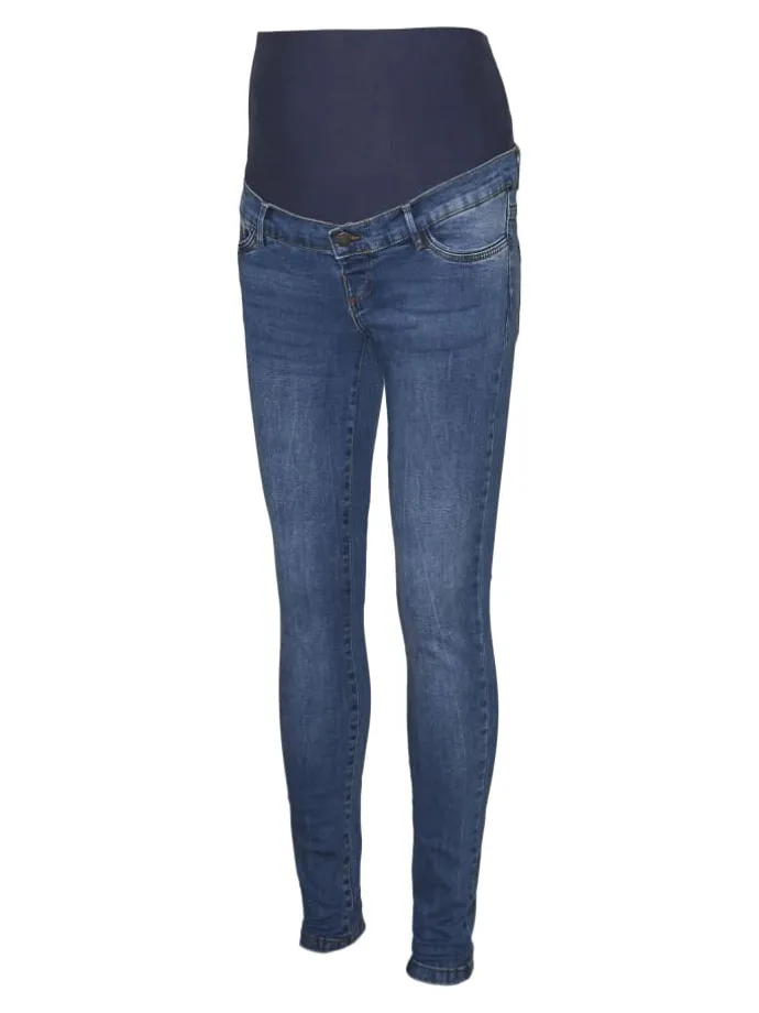 Umstandsjeans mit Skinny Fit in Medium Blue Denim