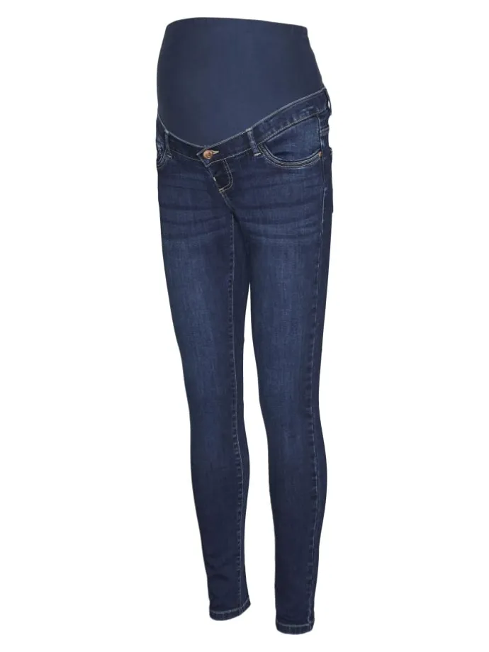 Umstandsjeans mit Skinny Fit in Dark Blue Denim