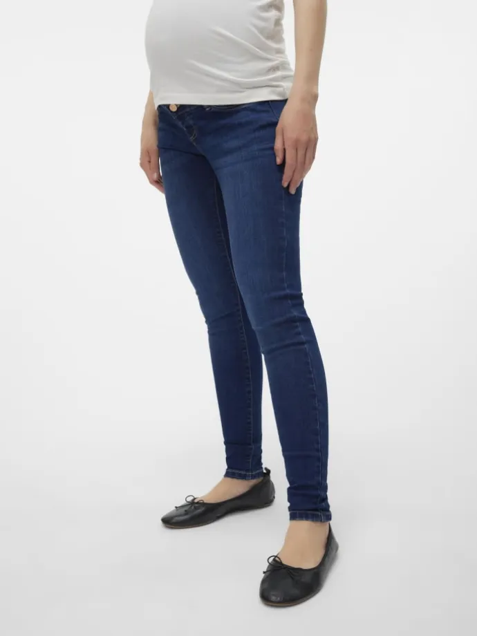 Umstandsjeans mit Skinny Fit in Dark Blue Denim