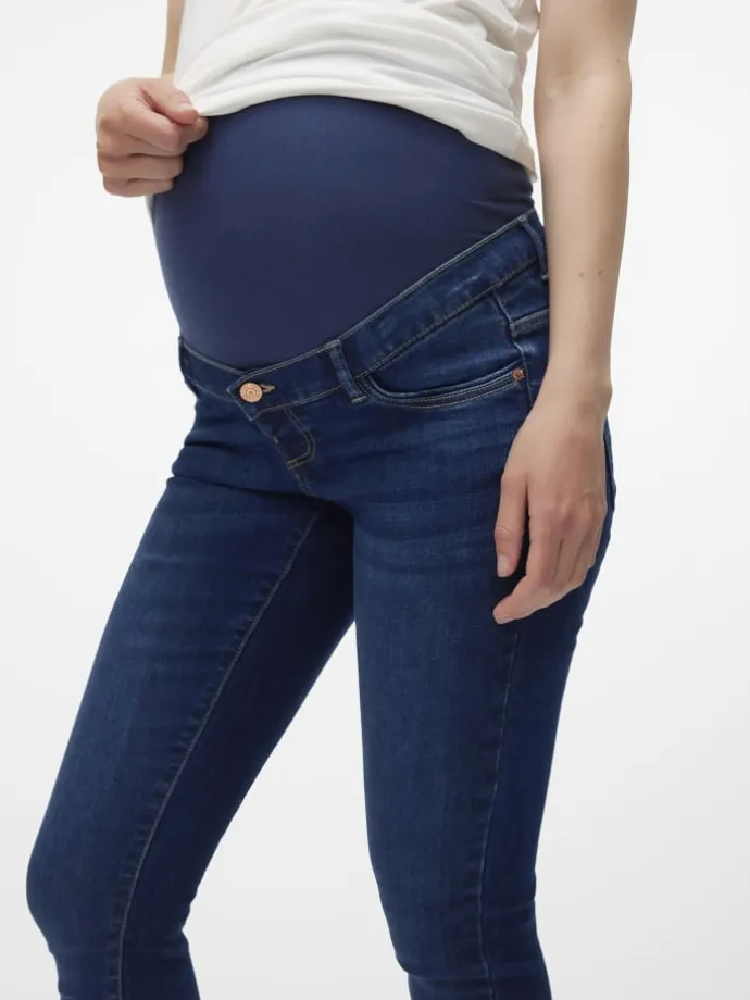 Umstandsjeans mit Skinny Fit in Dark Blue Denim