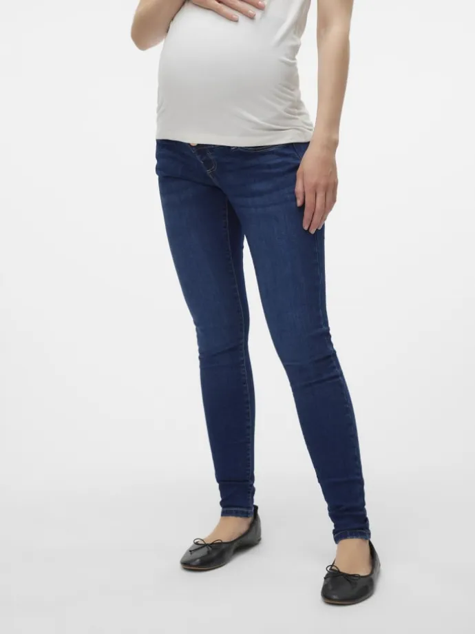 Umstandsjeans mit Skinny Fit in Dark Blue Denim