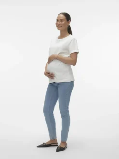 Umstandsjeans mit Skinny Fit in Light Blue Denim