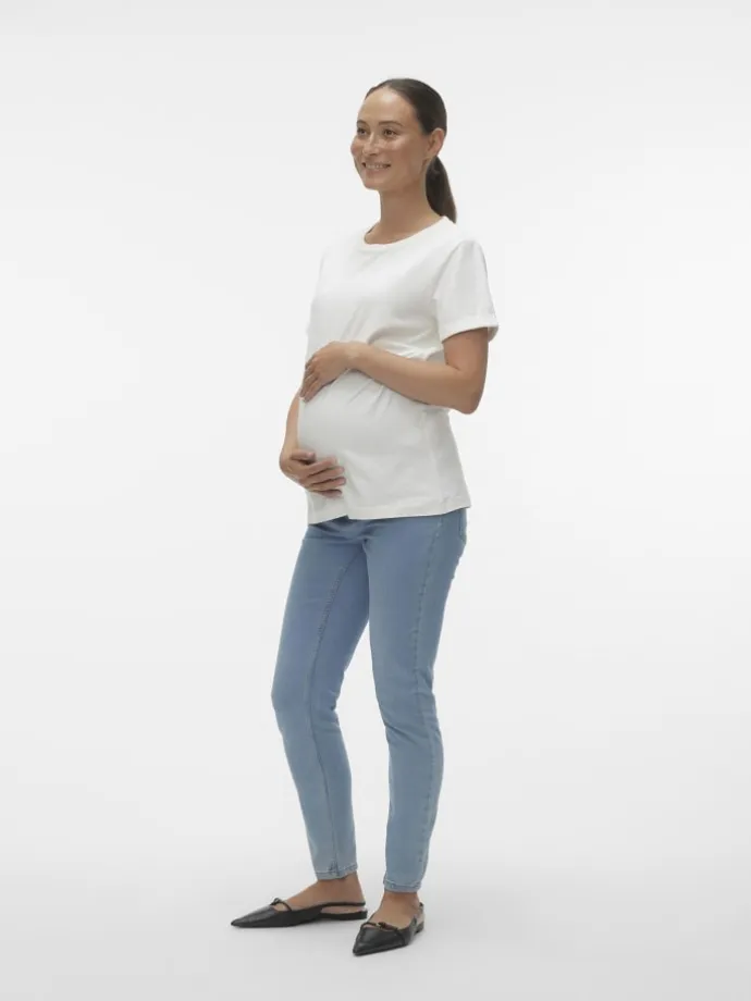 Umstandsjeans mit Skinny Fit in Light Blue Denim